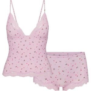 SKIMS Fits Everybody Lace Triangle Cami and Shorts Set Baby Pink Holly Size M